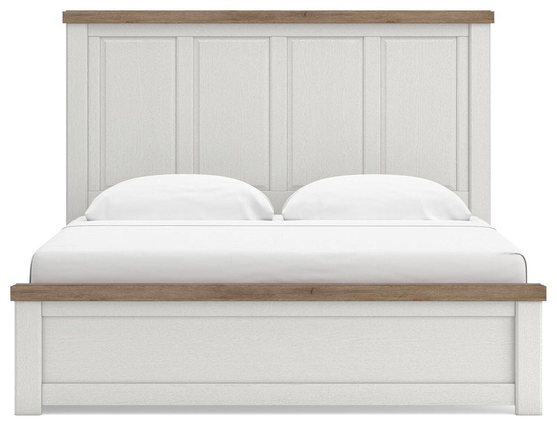 Savonport King Panel Bed with Storage, Dresser and Chest in White/Brown - PKG025403