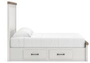 Savonport King Panel Bed with Storage, Dresser and Chest in White/Brown - PKG025403