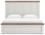 Savonport King Panel Bed with Storage, Dresser, Mirror and Chest in White/Brown - PKG025520
