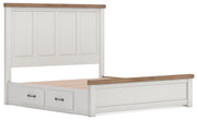Savonport King Panel Bed with Storageand Dresser in White/Brown - PKG025522