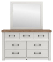 Savonport King Panel Storage Bed, Dresser, Mirror and Chest in White/Brown - PKG025313