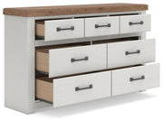 Savonport Queen Panel Bed and Dresser in White/Brown - PKG025562