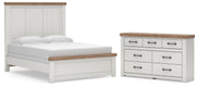 Savonport Queen Panel Bed and Dresser in White/Brown - PKG025562