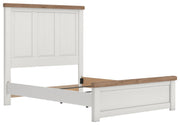 Savonport Queen Panel Bed, Chest and Nightstand in White/Brown - PKG025558