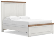 Savonport Queen Panel Bed. Dresser, Mirror and Nightstand in White/Brown - PKG025559