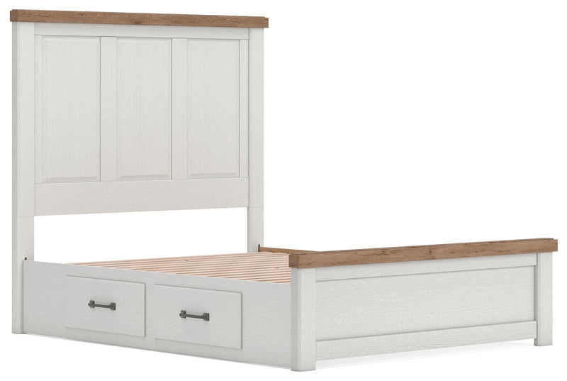 Savonport Queen Panel Bed with Storage, Dresser and Chest in White/Brown - PKG025395