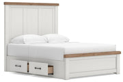Savonport Queen Panel Bed with Storage, Dresser and Chest in White/Brown - PKG025509