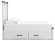Savonport Queen Panel Bed with Storage, Dresser and Nightstand in White/Brown - PKG025515