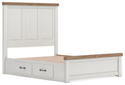 Savonport Queen Panel Bed with Storage, Dresser, Mirror and Chest in White/Brown - PKG025512