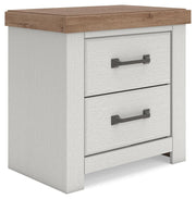 Savonport Queen Panel Bed with Storage. Dresser, Mirror and Nightstand in White/Brown - PKG025397