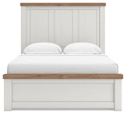 Savonport Queen Panel Bed with Storage. Dresser, Mirror and Nightstand in White/Brown - PKG025511