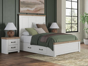 Savonport Queen Panel Bed with Storageand Dresser in White/Brown - PKG025514
