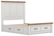 Savonport Queen Panel Storage Bed, Dresser and Chest in White/Brown - PKG025525