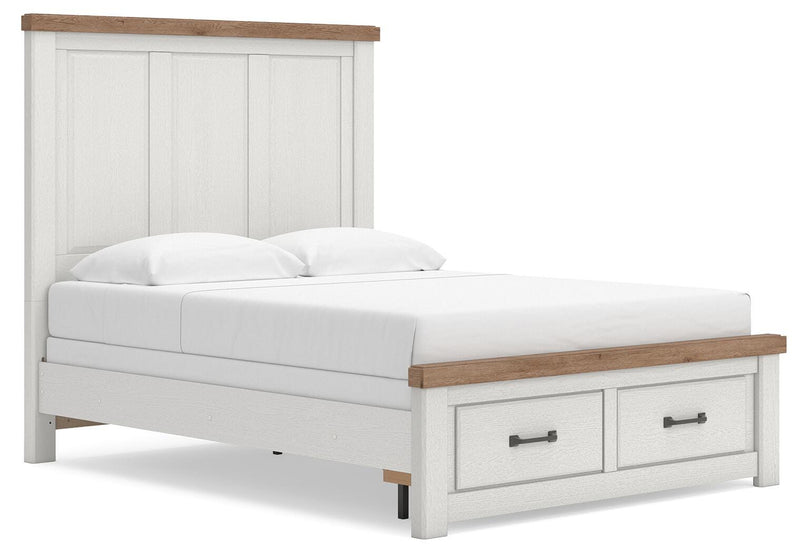 Savonport Queen Panel Storage Bed, Dresser and Chest in White/Brown - PKG025581