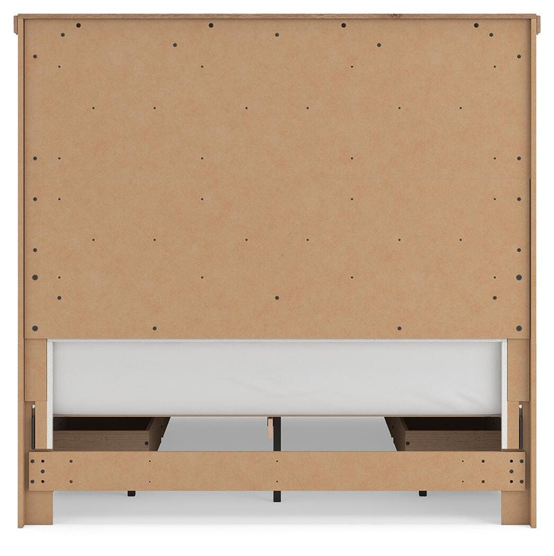 Savonport Queen Panel Storage Bed, Dresser and Nightstand in White/Brown - PKG025531