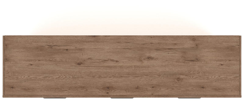 Savonport Queen Panel Storage Bed, Dresser and Nightstand in White/Brown - PKG025587