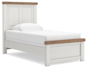 Savonport Twin Panel Bed and Dresser in White/Brown - PKG025546