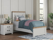 Savonport Twin Panel Bed, Chest and Nightstand in White/Brown - PKG025542