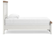 Savonport Twin Panel Bed, Dresser and Chest in White/Brown - PKG025541