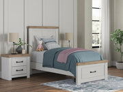 Savonport Twin Panel Storage Bed and Dresser in White/Brown - PKG025570