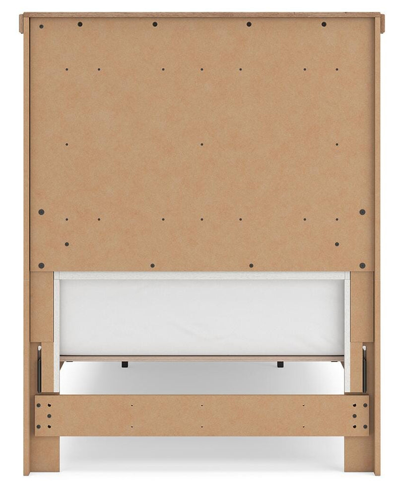 Savonport Twin Panel Storage Bed and Dresser in White/Brown - PKG025570