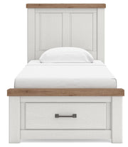Savonport Twin Panel Storage Bed, Chest and Nightstand in White/Brown - PKG025566