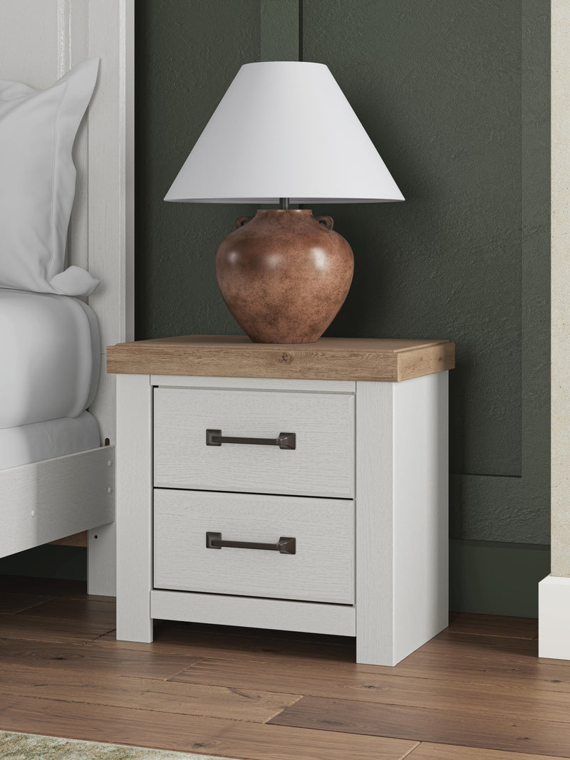 Savonport Twin Panel Storage Bed, Dresser and Nightstand in White/Brown - PKG025571