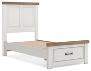 Savonport Twin Panel Storage Bed, Dresser, Mirror, Chest and Nightstand in White/Brown - PKG025569