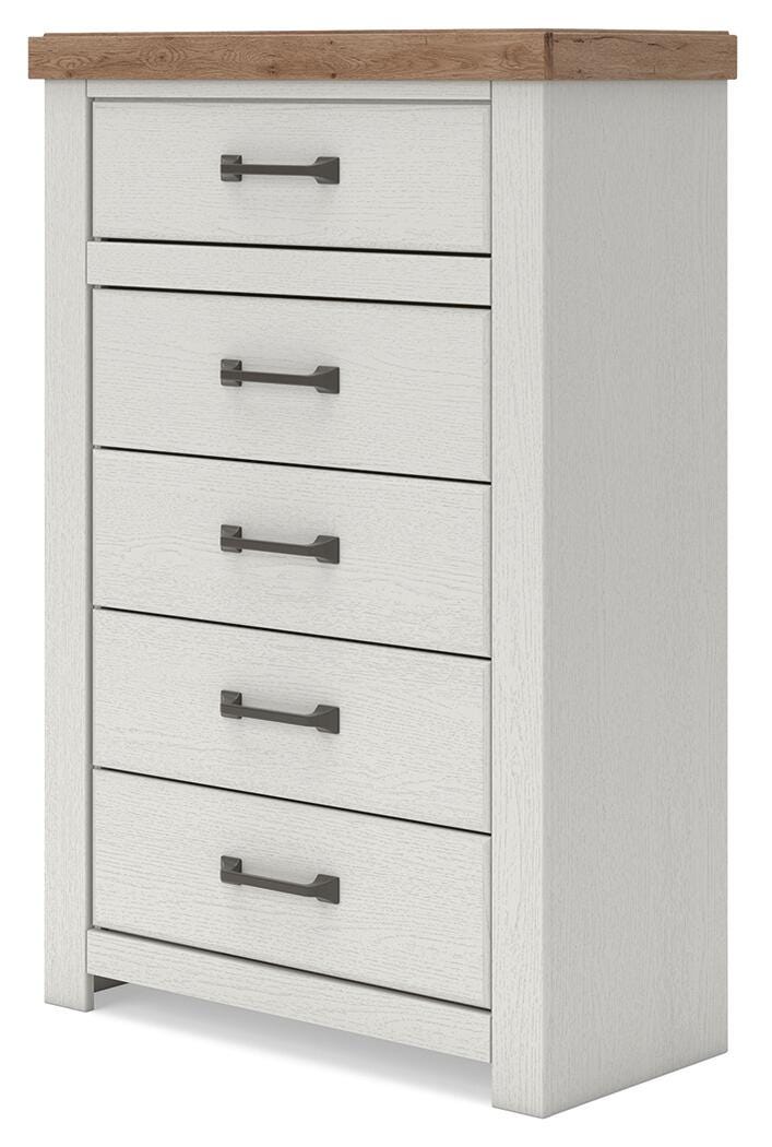 Savonport White/Brown Chest of Drawers - B4615-46