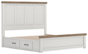Savonport White/Brown King Panel Bed with Storage - B4615B13