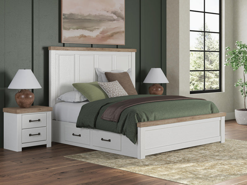 Savonport White/Brown King Panel Bed with Storage - B4615B15