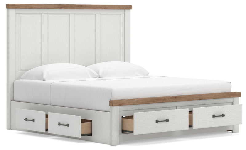 Savonport White/Brown King Panel Storage Bed - B4615B17