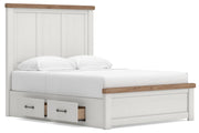 Savonport White/Brown Queen Panel Bed with Storage - B4615B12