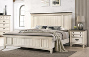 Sawyer Antique White - Brown King Panel Bed - DMV FurnitureKing Bed