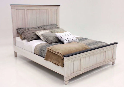 Sawyer Antique White - Brown Queen Panel Bed - DMV FurnitureQueen Bed