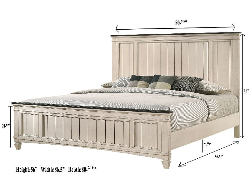 Sawyer Antique White/Brown Panel Bedroom Set - DMV FurnitureBedroom Set