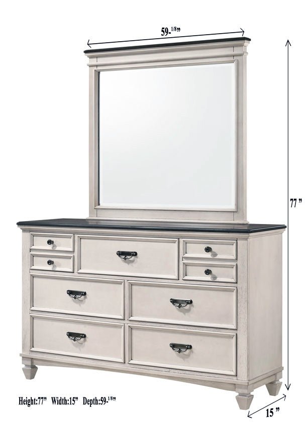 Sawyer Antique White/Brown Panel Bedroom Set - DMV FurnitureBedroom Set