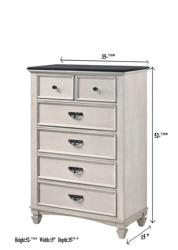 Sawyer Antique White/Brown Panel Bedroom Set - DMV FurnitureBedroom Set