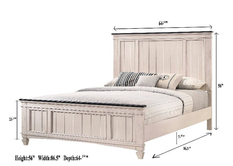 Sawyer Antique White/Brown Panel Bedroom Set - DMV FurnitureBedroom Set