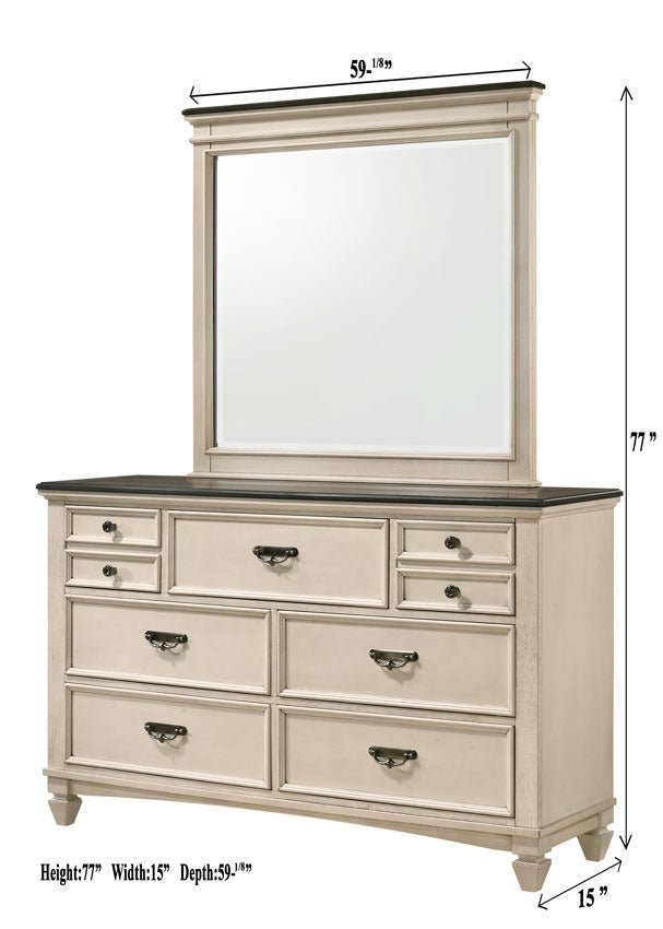 Sawyer Antique White/Brown Panel Bedroom Set - DMV FurnitureBedroom Set