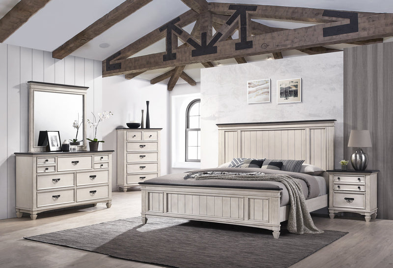 Sawyer Antique White/Brown Panel Bedroom Set - DMV FurnitureBedroom Set
