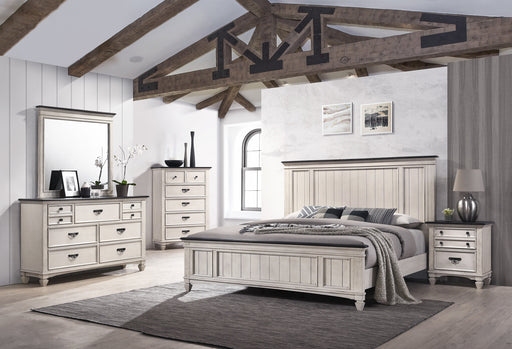 Sawyer Antique White/Brown Panel Bedroom Set - DMV FurnitureBedroom Set