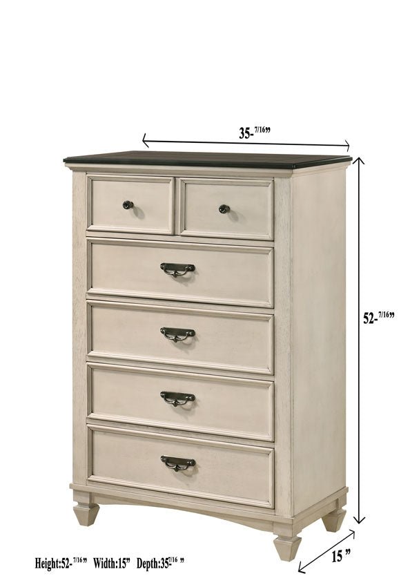 Sawyer Antique White/Brown Panel Bedroom Set - DMV FurnitureBedroom Set
