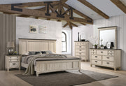 Sawyer Antique White/Brown Queen Panel Bed - DMV FurnitureQueen Bed