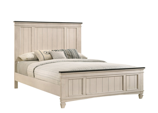 Sawyer Antique White/Brown Queen Panel Bed - DMV FurnitureQueen Bed