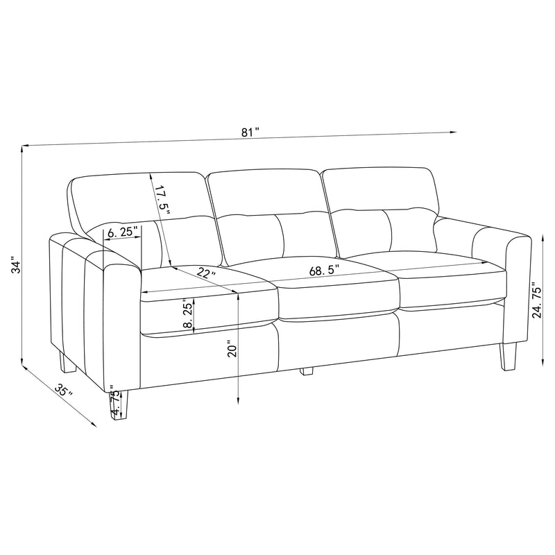Scotland 3-piece Faux Leather Upholstered Sofa Set Black - 504664-S3