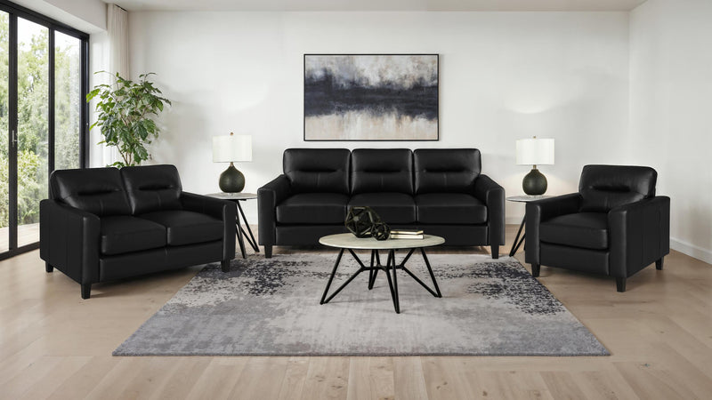Scotland 3-piece Faux Leather Upholstered Sofa Set Black - 504664-S3