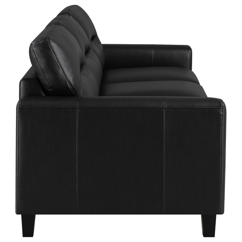 Scotland 3-piece Faux Leather Upholstered Sofa Set Black - 504664-S3