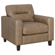 Scotland Faux Leather Upholstered Track Arm Chair Brown - 504669