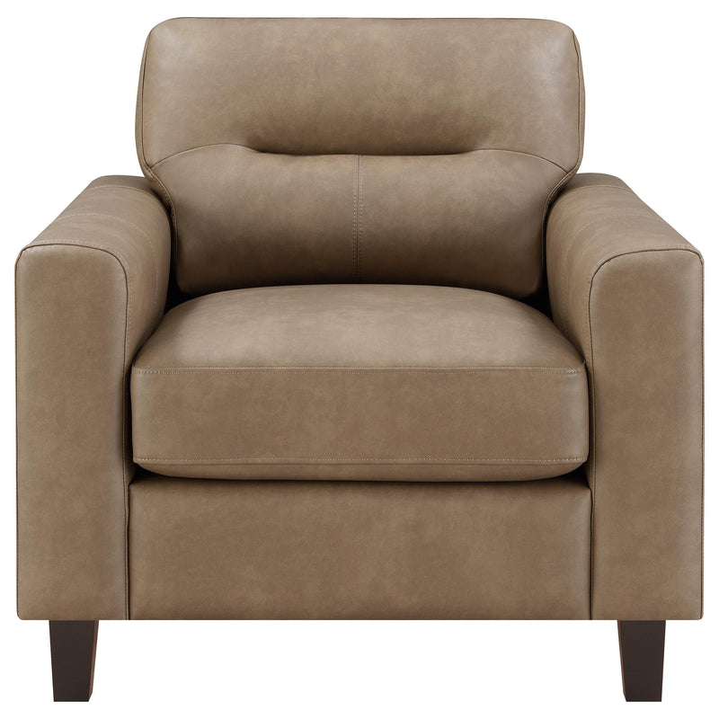 Scotland Faux Leather Upholstered Track Arm Chair Brown - 504669